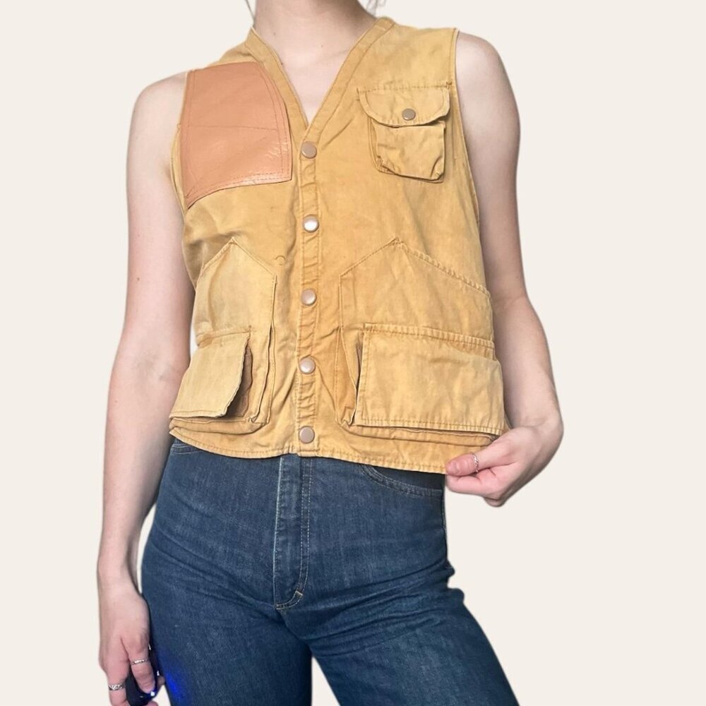 Pacific Sportswear 60s/70s vintage hunting/fishing canvas utility vest XL - Picture 3 of 7